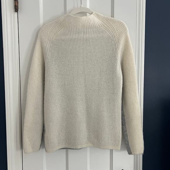 Reiss Ciera Colorblock Alpaca Wool Gray Cream High Neck Sweater Size S - Picture 8 of 11
